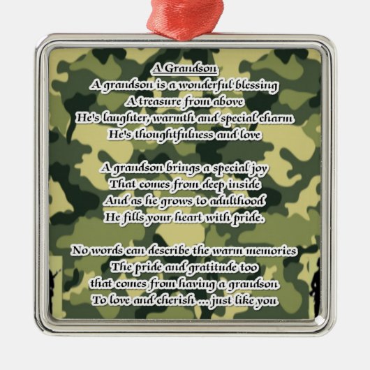 Enkel-Gedicht-Armee-Tarnung Silbernes Ornament (Vorne)