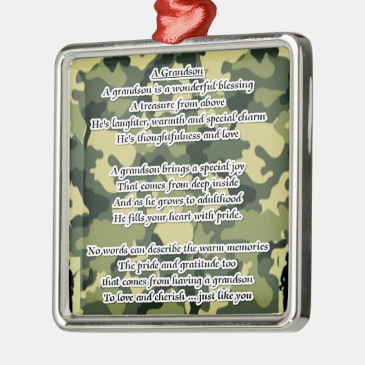 Enkel-Gedicht-Armee-Tarnung Silbernes Ornament (Links)