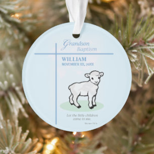 Enkel-Taufe Blau Lamm Personalisiert Ornament
