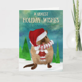 Enkel-Weihnachtsgerbil-Weihnachtsmannmütze im Feiertagskarte