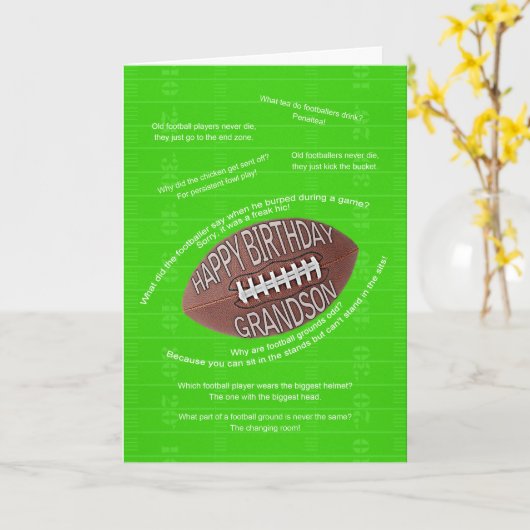 Enkelgeburtstag, wirklich schlechte Fußballwitze Karte (Gelbe Blume)