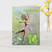 Enkelin 14, Blume Fee Geburtstagskarte Karte (Gelbe Blume)