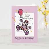 Enkelin-3. Geburtstags-Bärn-Ballon Karte (Gelbe Blume)