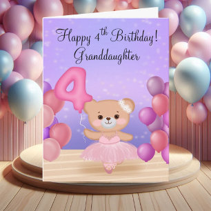 Enkelin 4. Geburtstag Teddybär Ballerina Karte