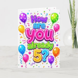 Enkelin 5. Geburtstag mit Neonballons Karte