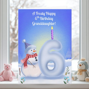 Enkelin 6. Geburtstag Schneemann Schnee Karte