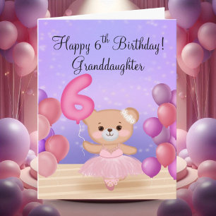 Enkelin 6. Geburtstag Teddybär Ballerina Karte