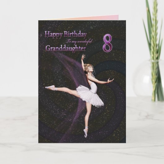 Enkelin 8 Jahre, Ballerina Geburtkarte Karte (Vorderseite)
