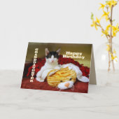 Enkelin-alles- Gute zum Geburtstagkätzchen mit Karte (Gelbe Blume)