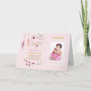 Enkelin FOTO GEDICHT Karte Rosa Blumen