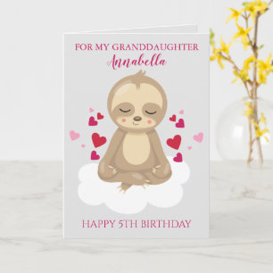 Enkelin Fünfter Geburtstag Süße Rosa Faultier Foto Karte