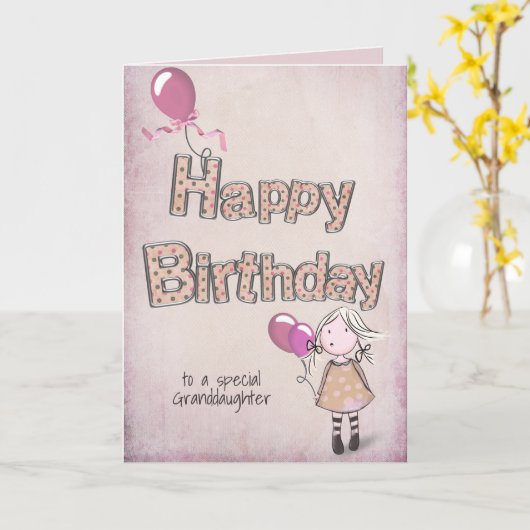 Enkelin Geburtstag mit rosa Ballons Karte (Gelbe Blume)