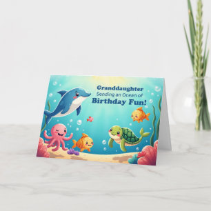Enkelin Geburtstag Ozean voller Spaß Fisch Szene Karte