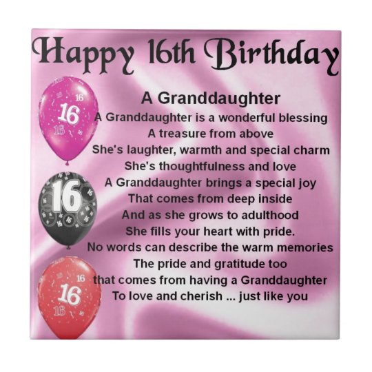 EnkelinGedicht16. Geburtstag Fliese Zazzle.de