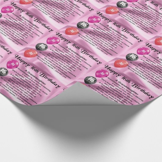 Enkelin-Gedicht-16. Geburtstag Geschenkpapier (Ecke)