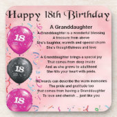 Enkelin-Gedicht - 18. Geburtstag Untersetzer (Vorderseite)