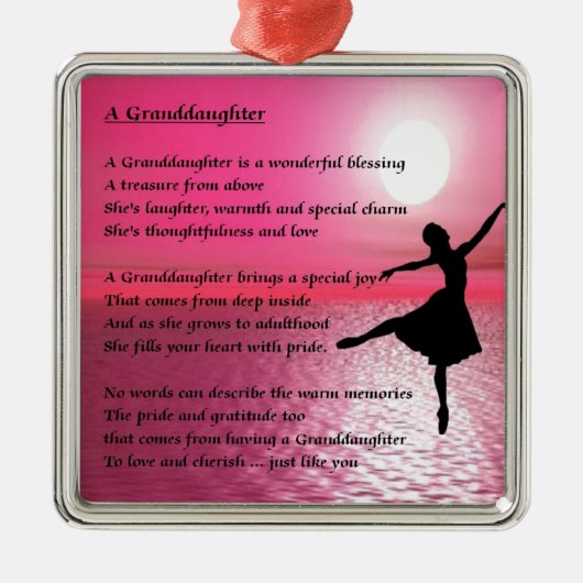 Enkelin-Gedicht - Ballerina Silbernes Ornament (Vorne)