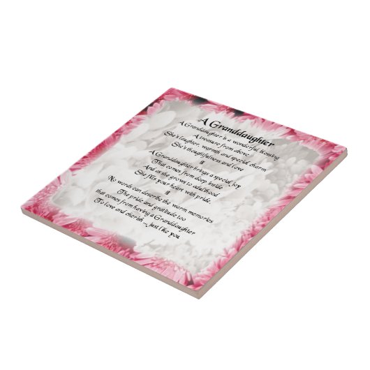 Enkelin-Gedicht - rosa Blumenmuster Fliese (Seite)