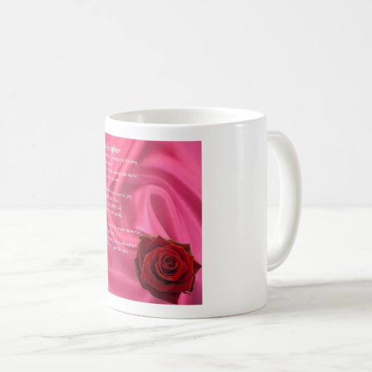 Enkelin-Gedicht - rosa Seide u. Rose Kaffeetasse (VorderseiteRechts)