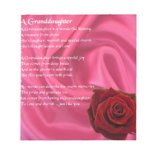 Enkelin-Gedicht - rosa Seide u. Rose Notizblock