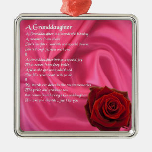 Enkelin-Gedicht - rosa Seide u. Rose Silbernes Ornament