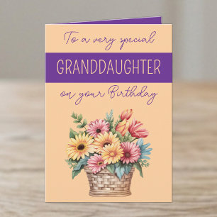 Enkelin Gerbera orange lila Geburtstag Karte