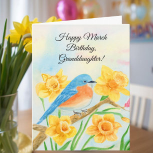 Enkelin Glücklicher März Geburtstag Blauer Vogel Karte