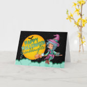 Enkelin halloween card mit niedlicher Hexe Karte (Gelbe Blume)