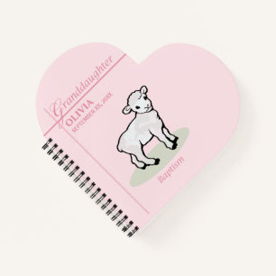 Enkelin Taufe Rosa Girl Lamm Name und Datum Notizblock