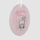 Enkelin Taufe Rosa Girl Lamm Name und Datum Ornament (Vorderseite)