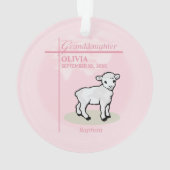 Enkelin Taufe Rosa Girl Lamm Name und Datum Ornament (Rückseite)