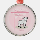 Enkelin Taufe Rosa Girl Lamm Name und Datum Ornament Aus Metall (Vorne)