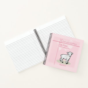 Enkelin Taufe Rosa Mädchen Lamm Name und Datum Notizblock