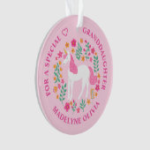 Enkelin Unicorn Blume Niedlich Rosa Ornament (Vorderseite)