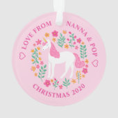 Enkelin Unicorn Blume Niedlich Rosa Ornament (Rückseite)