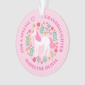 Enkelin Unicorn Blume Niedlich Rosa Ornament (Vorderseite)