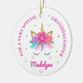 Enkelin Unicorn Rosa Blume Personalisiert Keramik Ornament (Links)