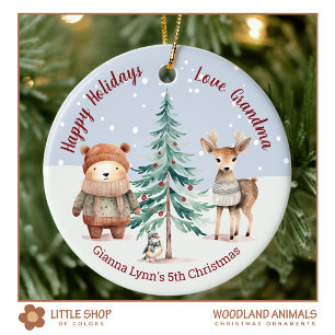 Enkelin Weihnachtswaldtiere Keramik Ornament