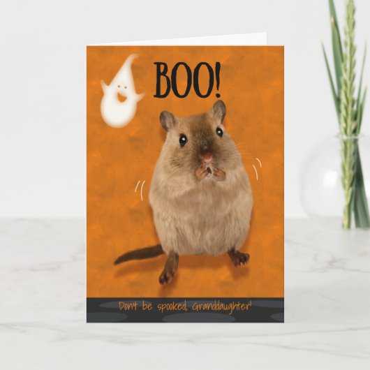 Enkelinboo-humorvoller Halloween nervöser Gerbil Karte (Vorderseite)