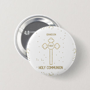 Enkelkind Erste Heilige Kommunion Goldene Kreuz Button
