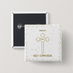 Enkelkind Erste Heilige Kommunion Goldene Kreuz Button