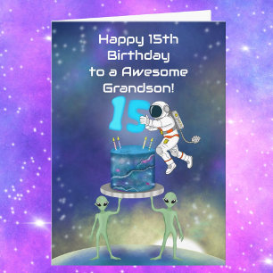 Enkelkind Glücklicher 15. Geburtstag Astronaut mit Karte