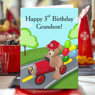 Enkelkind Glücklicher 3. Geburtstag Teddybär  Feue Karte