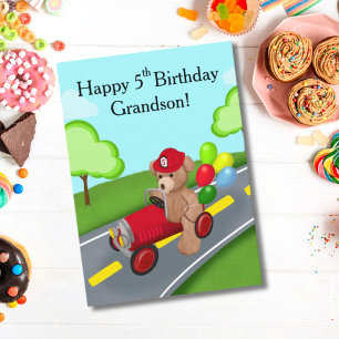Enkelkind Glücklicher 5. Geburtstag Teddybär Feuer Karte