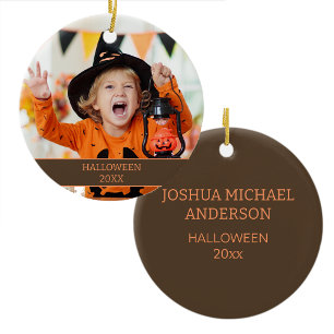 Enkelkind Halloween-Foto Name Datum Keramik Ornament
