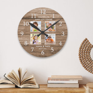 Enkelkinder machen das Leben großartig 4 Foto-Coll Runde Wanduhr