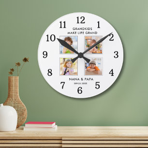 Enkelkinder machen das Leben großartig 4 Foto-Coll Runde Wanduhr