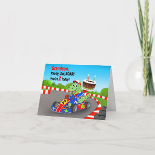 Enkelsohn 2. Geburtstag Dinosaurier-Rennwagen Los Karte