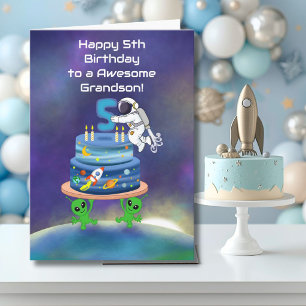 Enkelsohn Glücklicher 5. Geburtstag Astronaut mit  Karte