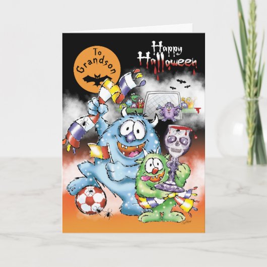 Enkelsohn, Halloween-Monster mit Fußball Karte (Vorderseite)